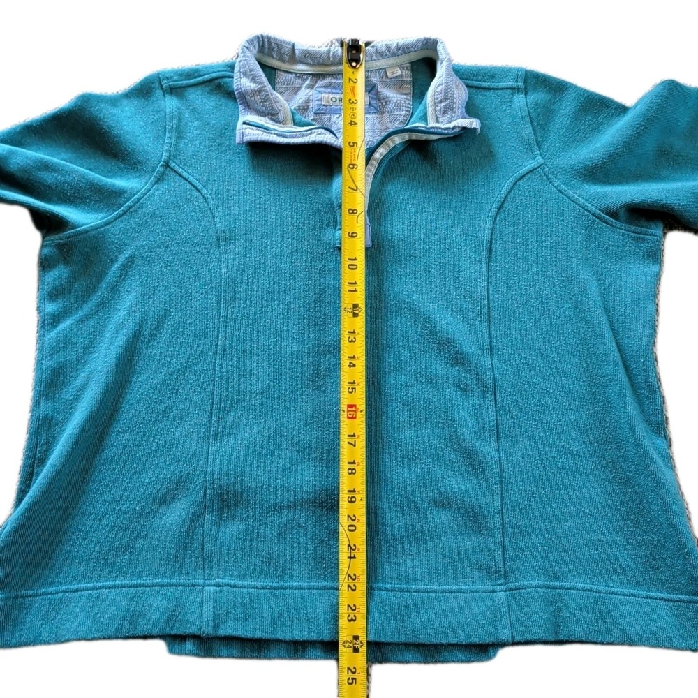 Vintage 90s Orvis Made in USA 100% Cotton Quarter-Zip Sweater Light Blue Cottage - Picture 4 of 10